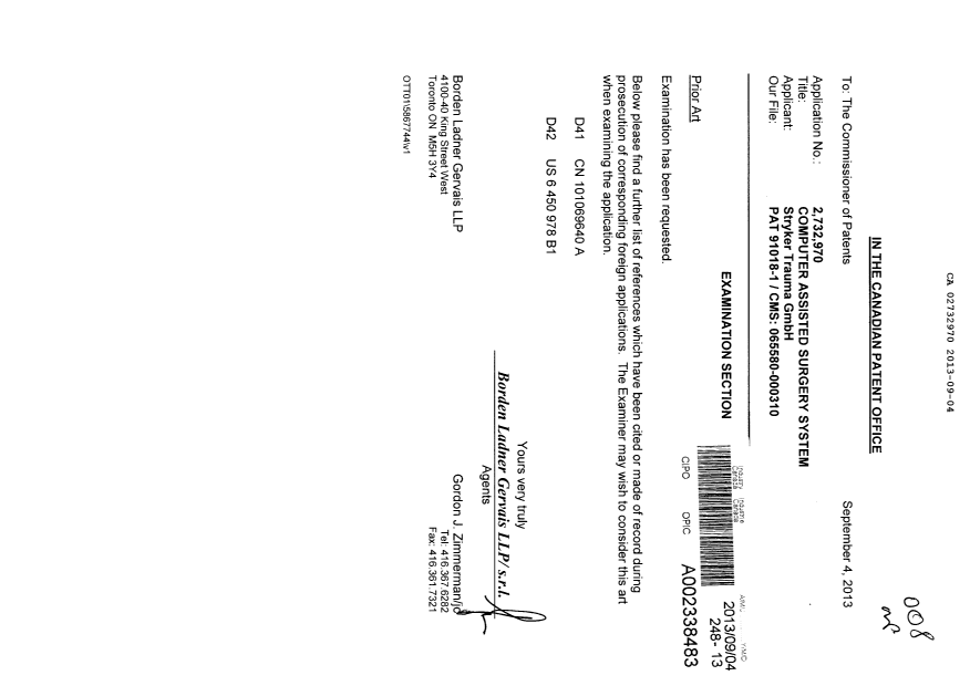 Document de brevet canadien 2732970. Poursuite-Amendment 20130904. Image 1 de 1