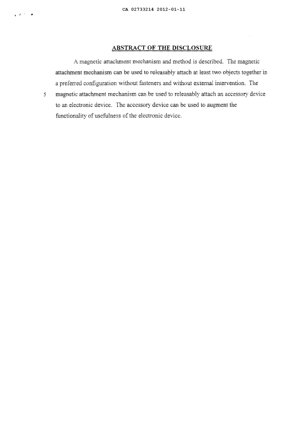 Document de brevet canadien 2733214. Abrégé 20120111. Image 1 de 1