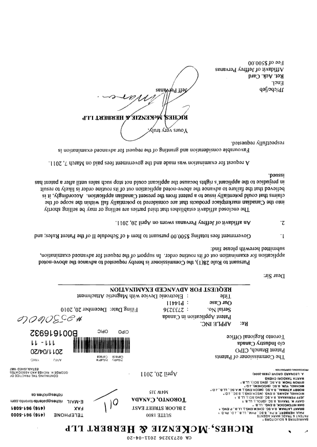 Document de brevet canadien 2733236. Poursuite-Amendment 20101220. Image 1 de 3