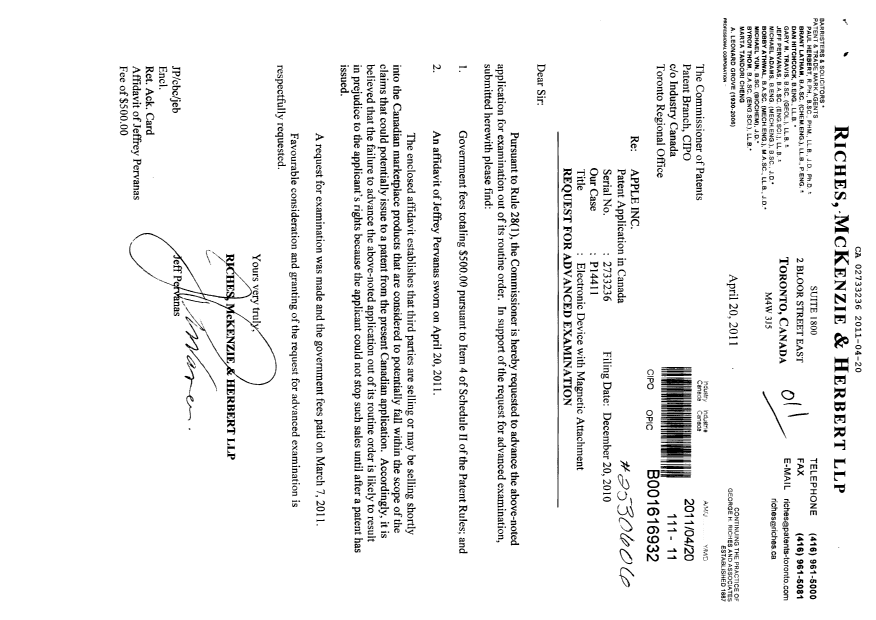 Canadian Patent Document 2733236. Prosecution-Amendment 20101220. Image 1 of 3