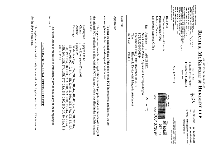 Document de brevet canadien 2733236. Cession 20110307. Image 1 de 4