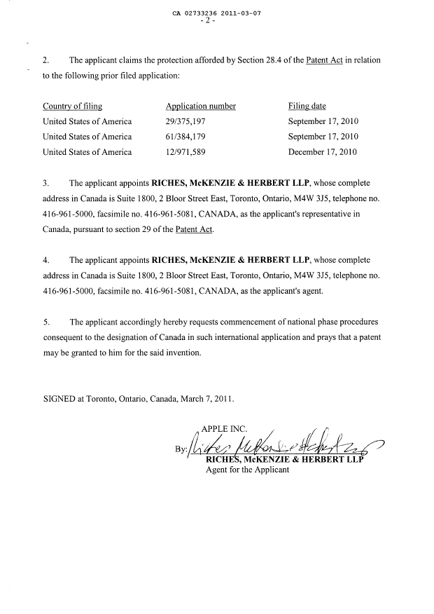 Document de brevet canadien 2733236. Cession 20110307. Image 4 de 4