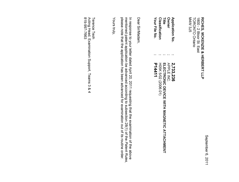 Canadian Patent Document 2733236. Prosecution-Amendment 20110906. Image 1 of 1