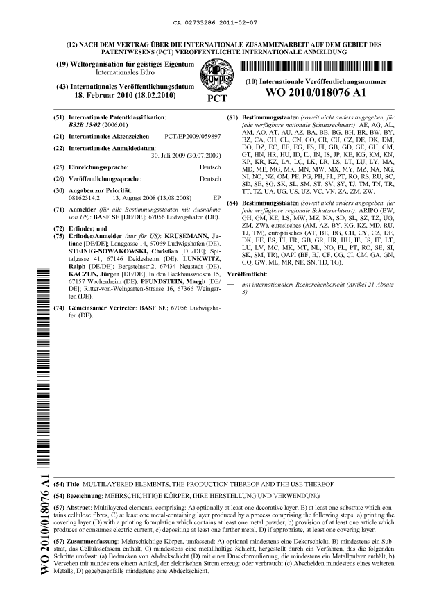 Document de brevet canadien 2733286. Abrégé 20110207. Image 1 de 1
