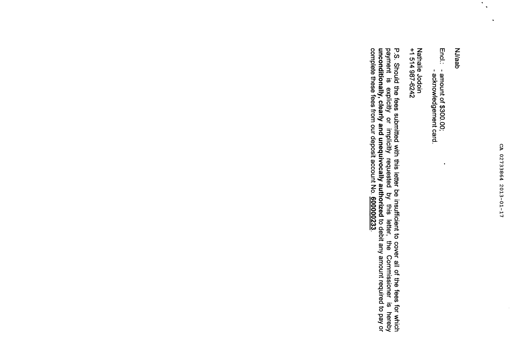 Canadian Patent Document 2733864. Correspondence 20121217. Image 2 of 2
