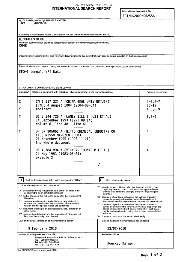 Document de brevet canadien 2734474. PCT 20101216. Image 2 de 4