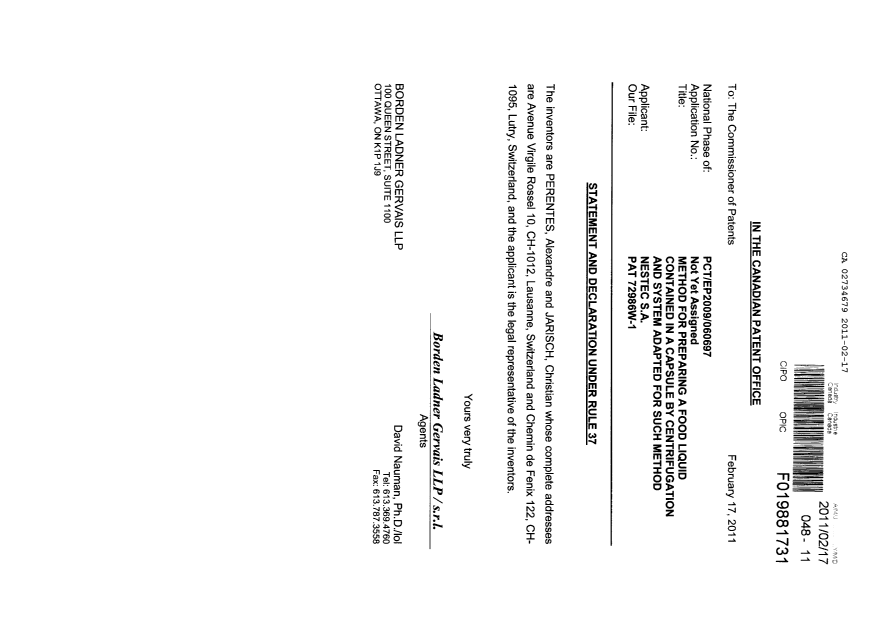 Canadian Patent Document 2734679. Assignment 20110217. Image 7 of 7