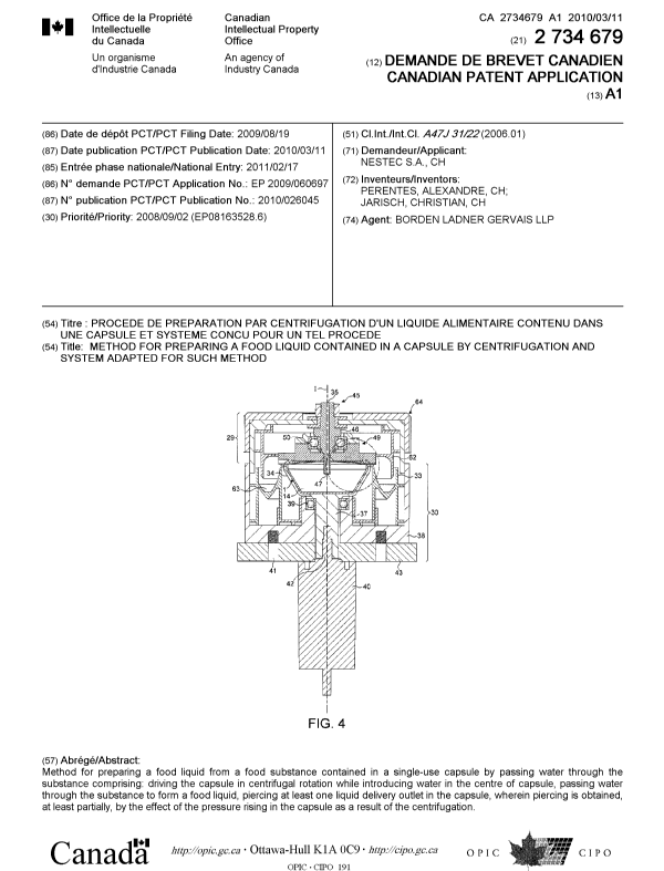 Canadian Patent Document 2734679. Cover Page 20110419. Image 1 of 1