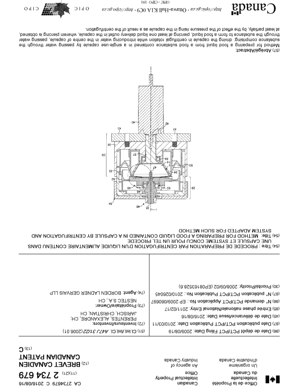 Canadian Patent Document 2734679. Cover Page 20160622. Image 1 of 1