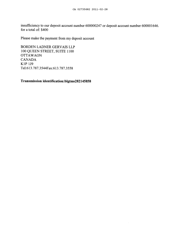 Document de brevet canadien 2735682. Cession 20110228. Image 2 de 8