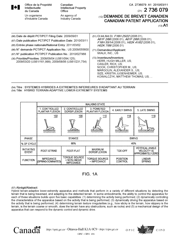 Document de brevet canadien 2736079. Page couverture 20110503. Image 1 de 2