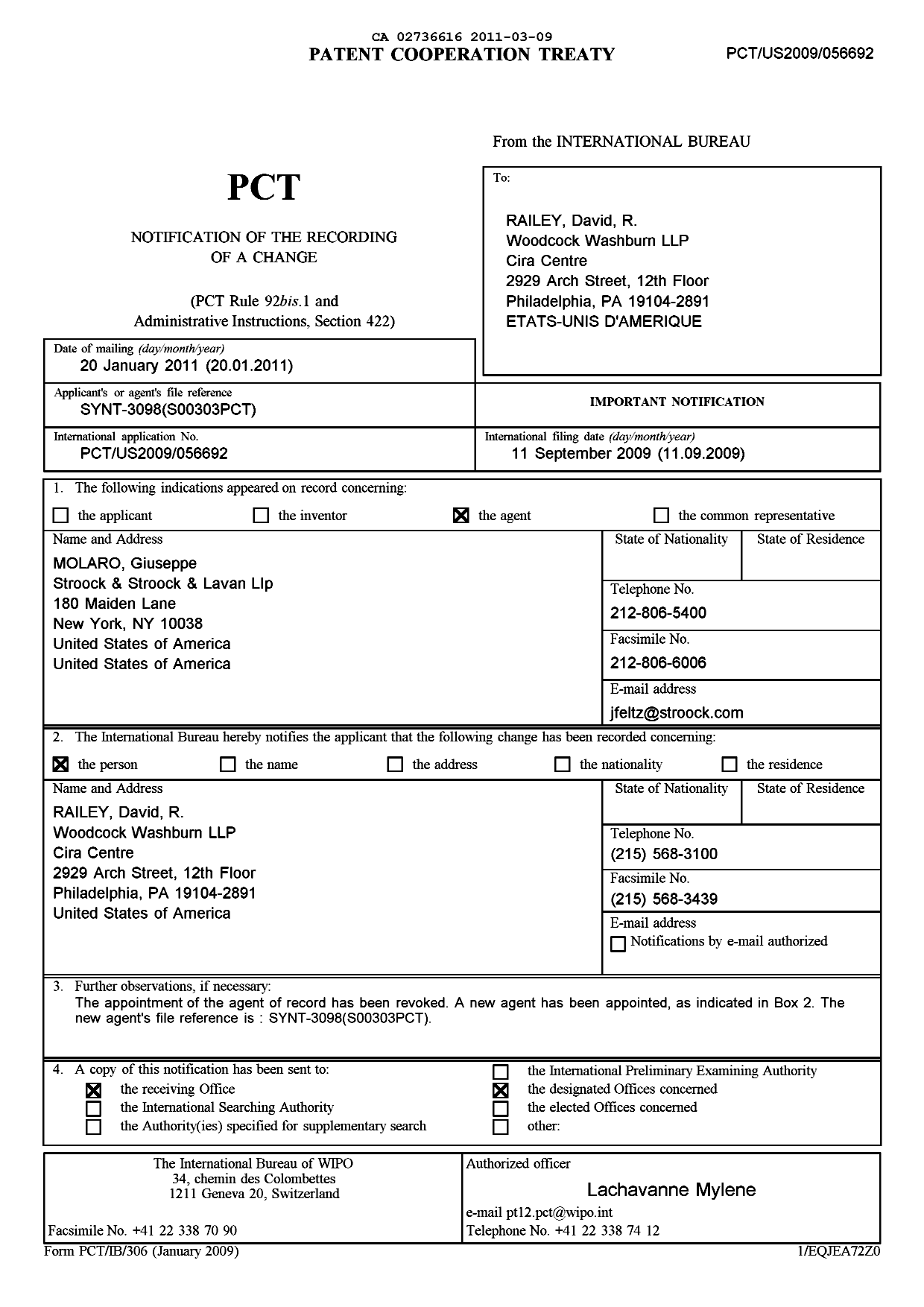 Document de brevet canadien 2736616. PCT 20110309. Image 1 de 11