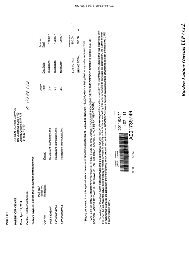 Document de brevet canadien 2736673. Cession 20110411. Image 2 de 38