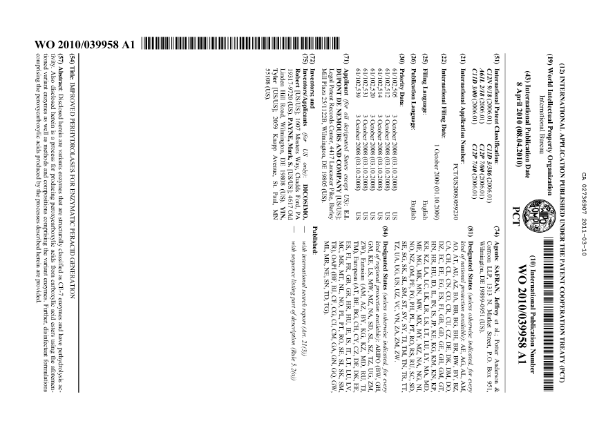 Document de brevet canadien 2736907. Abrégé 20110310. Image 1 de 1