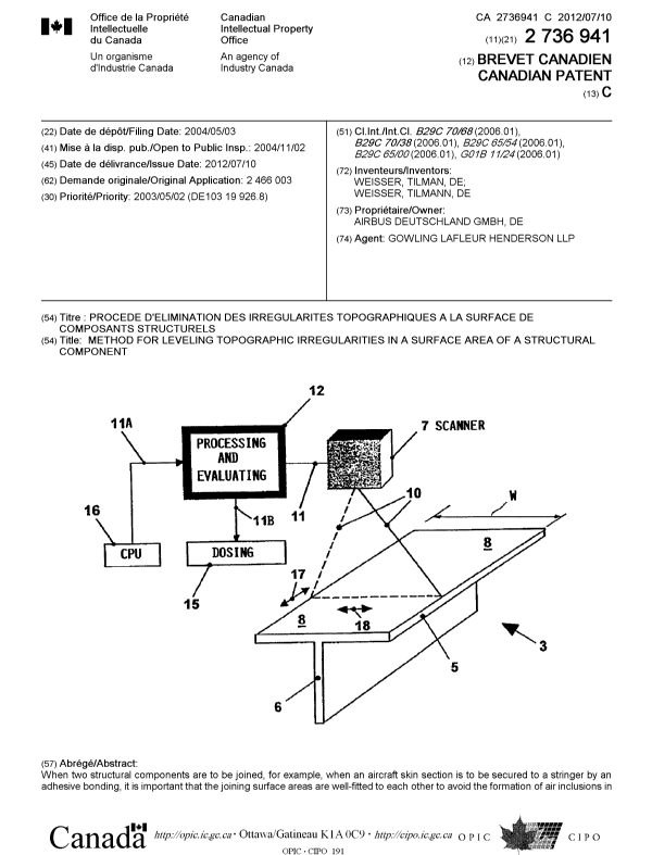 Canadian Patent Document 2736941. Cover Page 20120613. Image 1 of 2