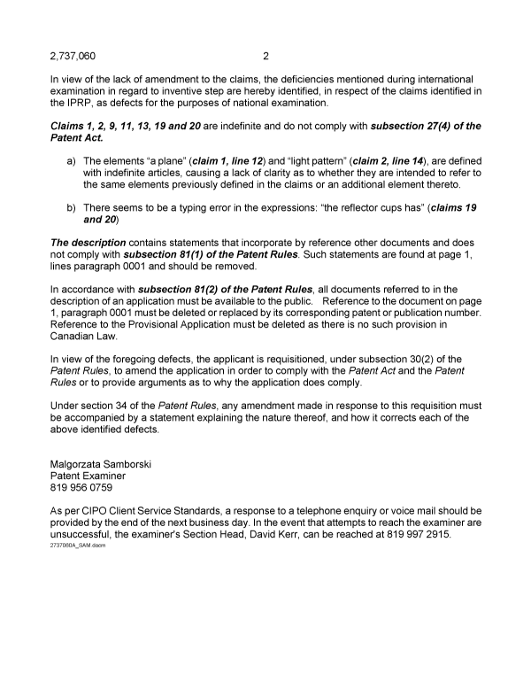 Document de brevet canadien 2737060. Demande d'examen 20150811. Image 2 de 3