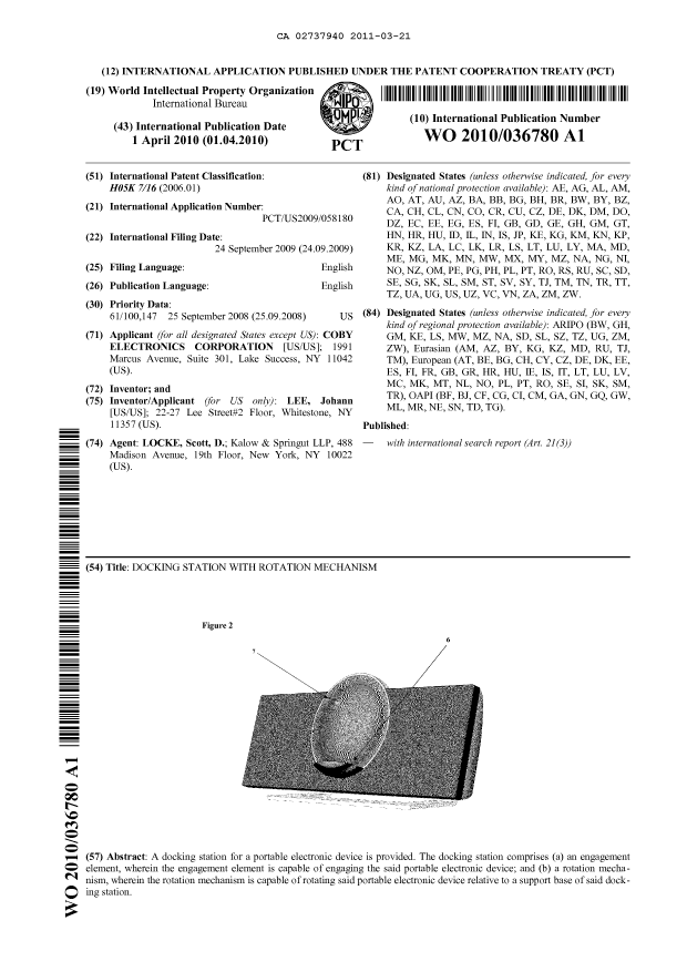 Document de brevet canadien 2737940. Abrégé 20110321. Image 1 de 1