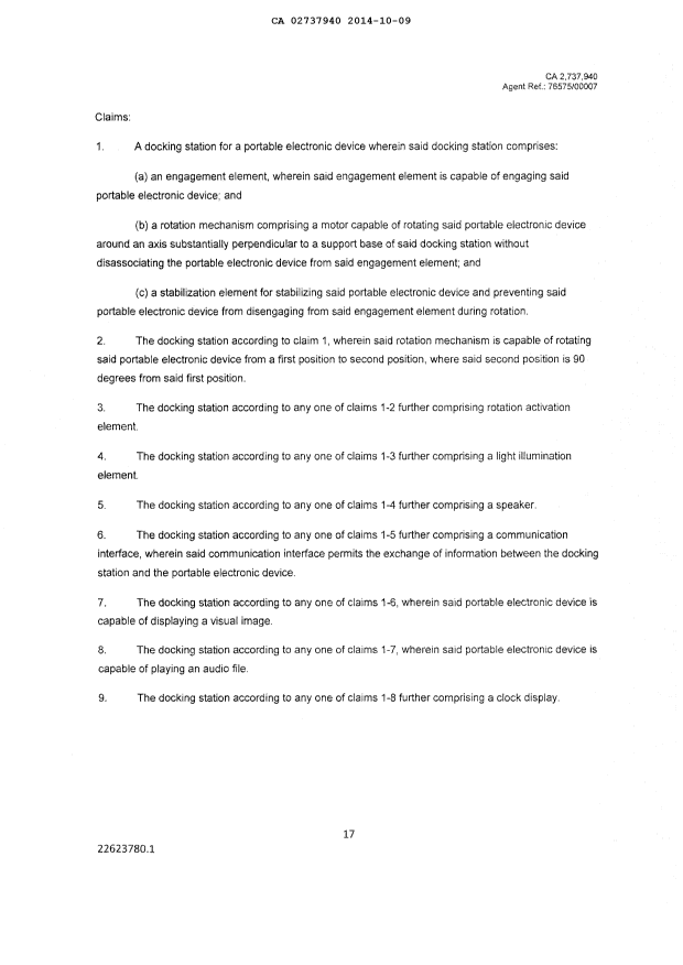 Document de brevet canadien 2737940. Revendications 20141009. Image 1 de 1