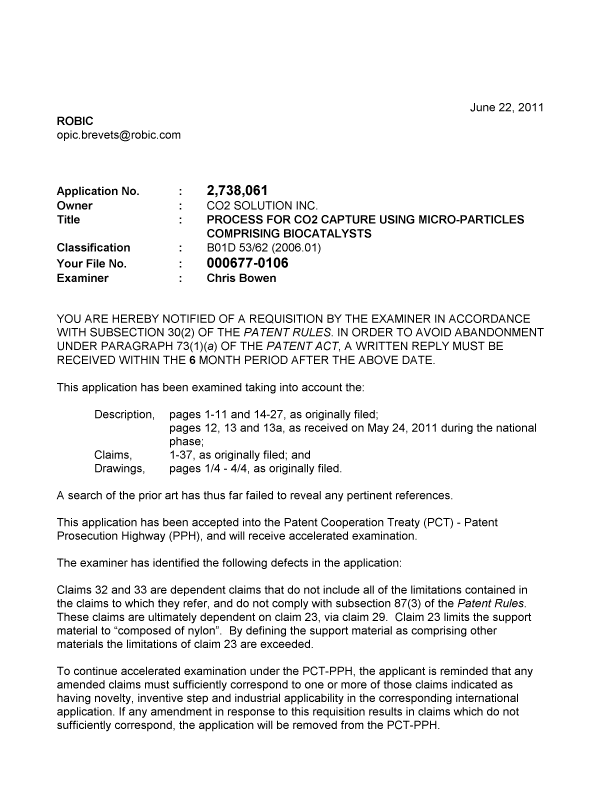 Document de brevet canadien 2738061. Poursuite-Amendment 20110622. Image 1 de 2