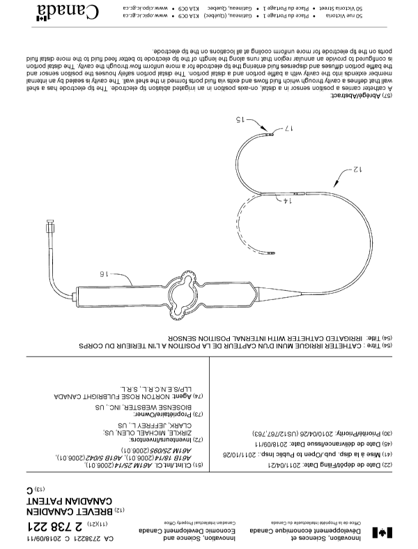 Canadian Patent Document 2738221. Cover Page 20180827. Image 1 of 1