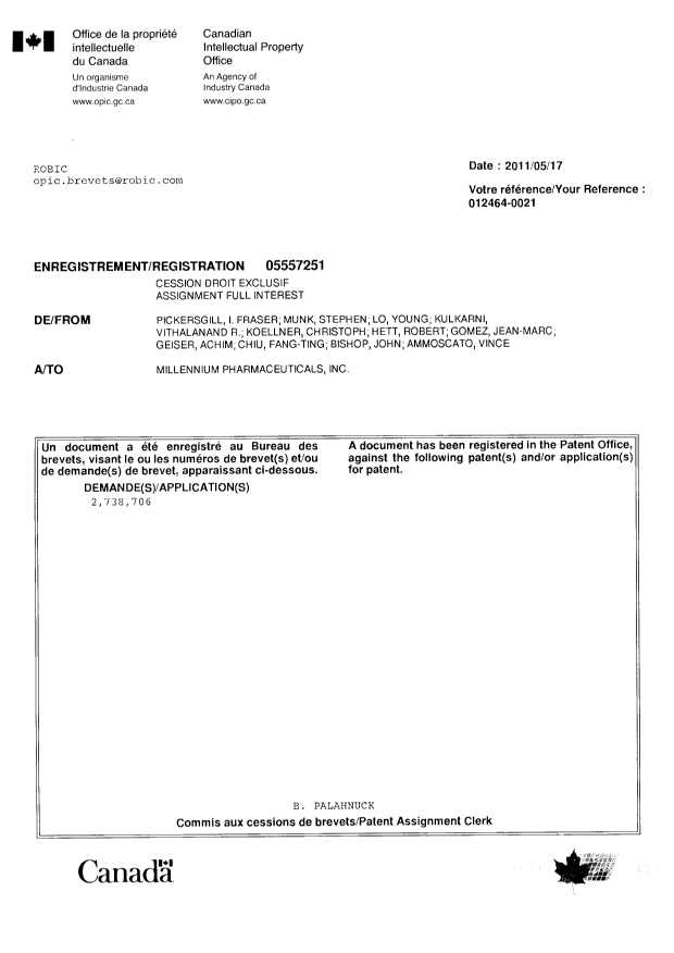 Canadian Patent Document 2738706. Correspondence 20110517. Image 1 of 1