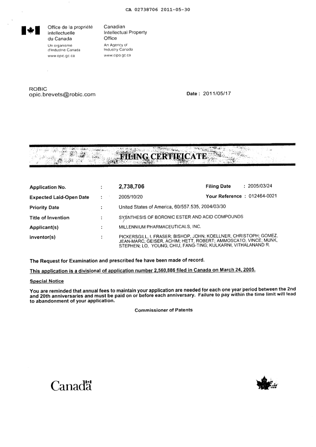 Canadian Patent Document 2738706. Correspondence 20110530. Image 3 of 4
