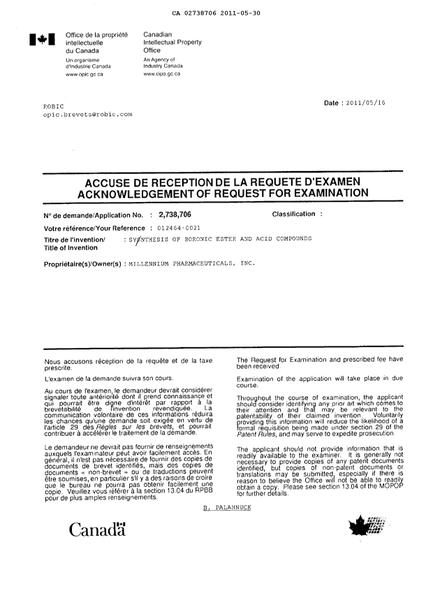 Document de brevet canadien 2738706. Correspondance 20110530. Image 4 de 4
