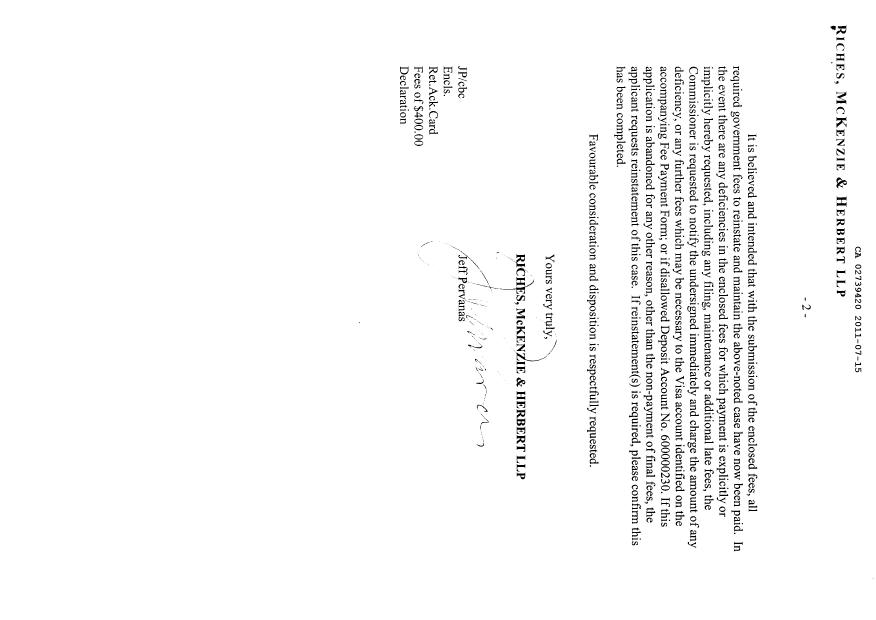 Canadian Patent Document 2739420. Prosecution-Amendment 20110715. Image 2 of 2
