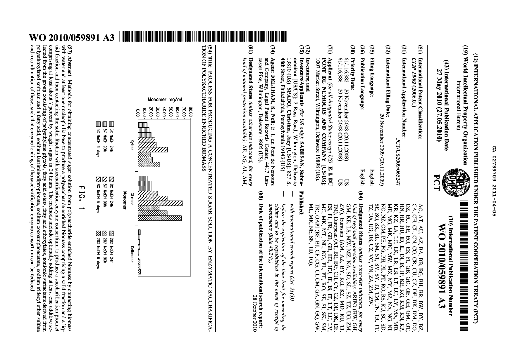Document de brevet canadien 2739709. Abrégé 20101205. Image 1 de 1