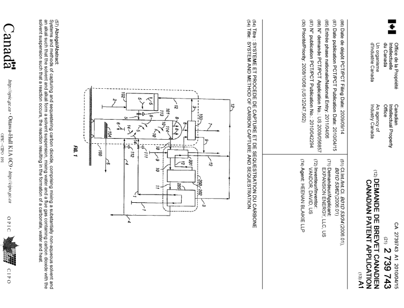 Document de brevet canadien 2739743. Page couverture 20101208. Image 1 de 1