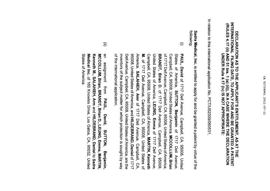 Canadian Patent Document 2739961. Correspondence 20110711. Image 3 of 3