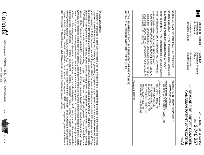 Document de brevet canadien 2740257. Page couverture 20110613. Image 1 de 2