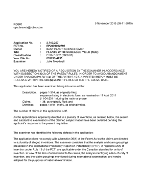 Document de brevet canadien 2740257. Demande d'examen 20151109. Image 1 de 3