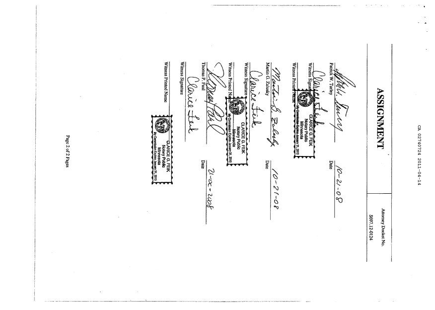 Document de brevet canadien 2740724. Cession 20110414. Image 6 de 6