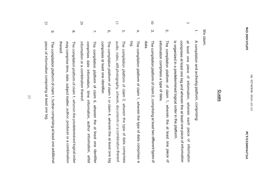 Document de brevet canadien 2740938. Revendications 20101213. Image 1 de 3