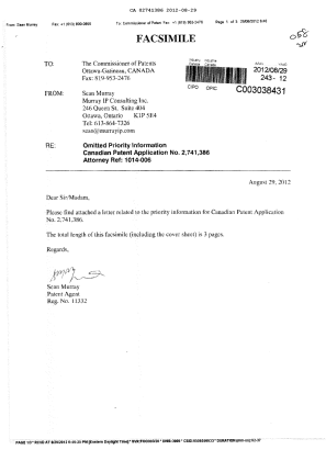 Document de brevet canadien 2741386. Correspondance 20111229. Image 1 de 4