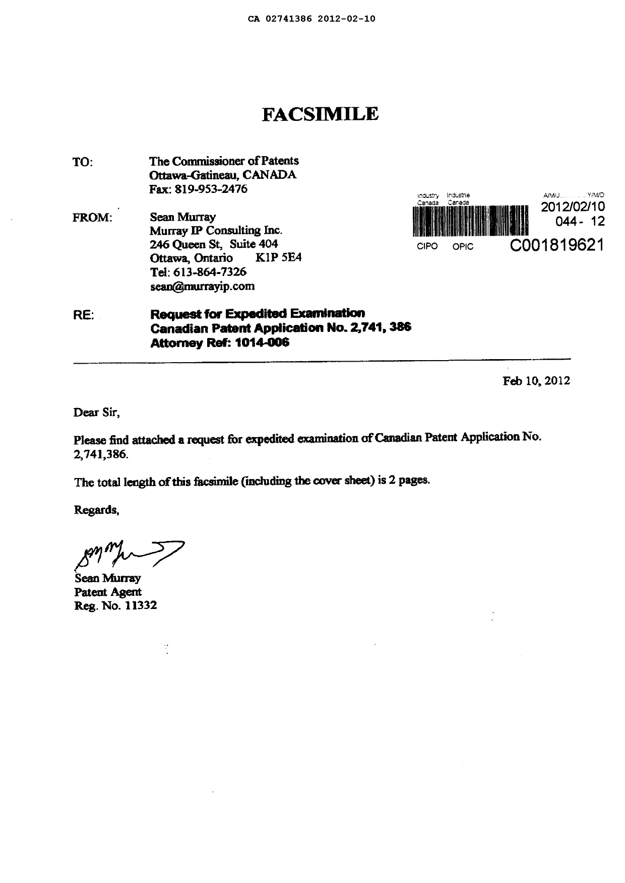 Canadian Patent Document 2741386. Prosecution-Amendment 20120210. Image 2 of 2