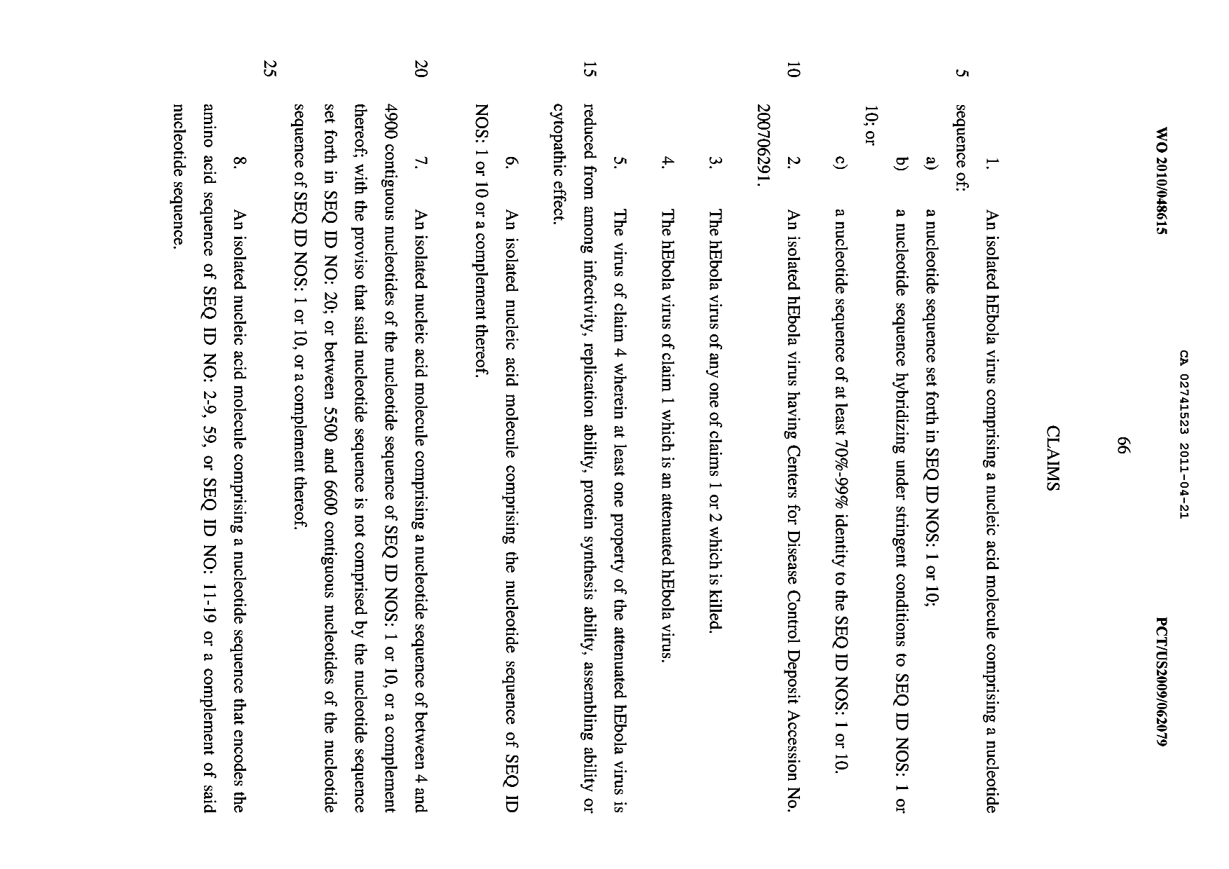 Document de brevet canadien 2741523. Revendications 20110421. Image 1 de 4