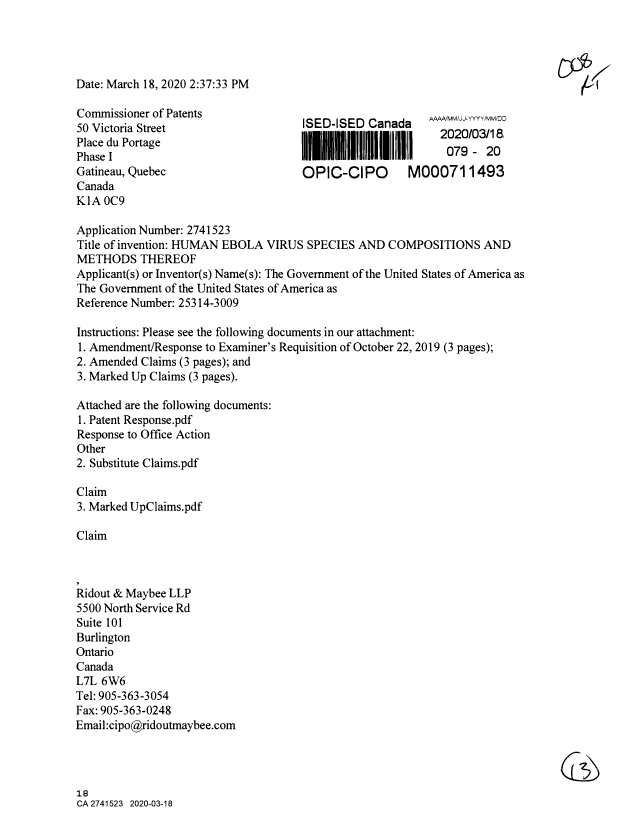 Canadian Patent Document 2741523. Amendment 20200318. Image 1 of 13