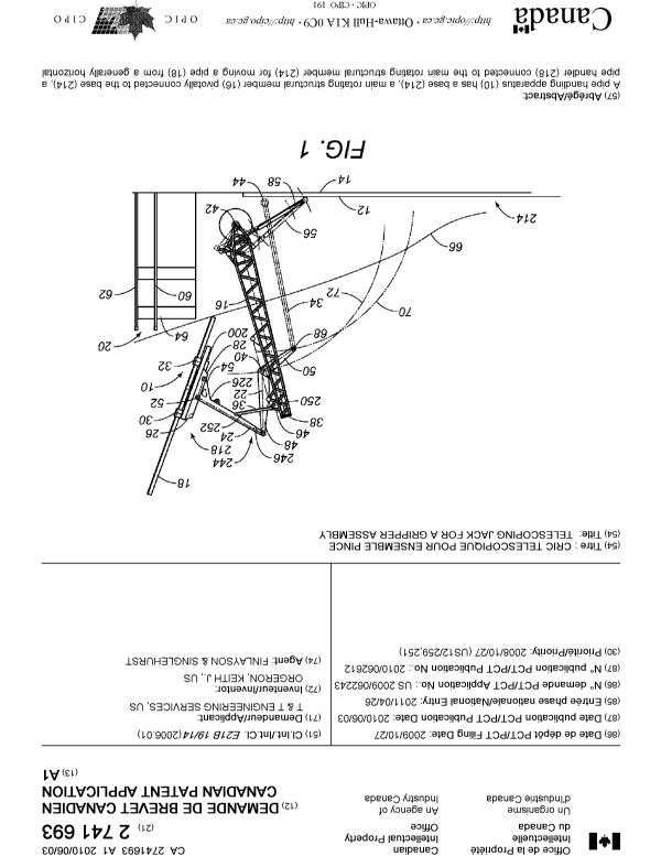 Canadian Patent Document 2741693. Cover Page 20110629. Image 1 of 2