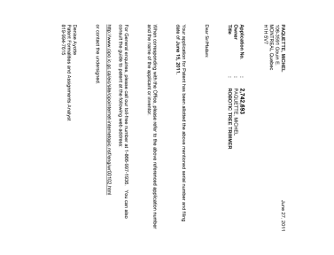 Document de brevet canadien 2742693. Correspondance 20110627. Image 1 de 1