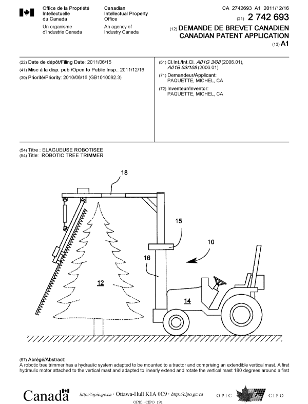 Document de brevet canadien 2742693. Page couverture 20111207. Image 1 de 2