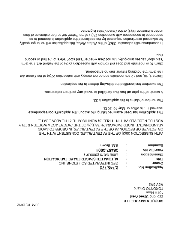 Document de brevet canadien 2745772. Poursuite-Amendment 20111215. Image 1 de 2