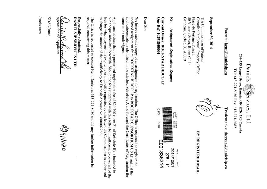 Document de brevet canadien 2746365. Cession 20141001. Image 1 de 103
