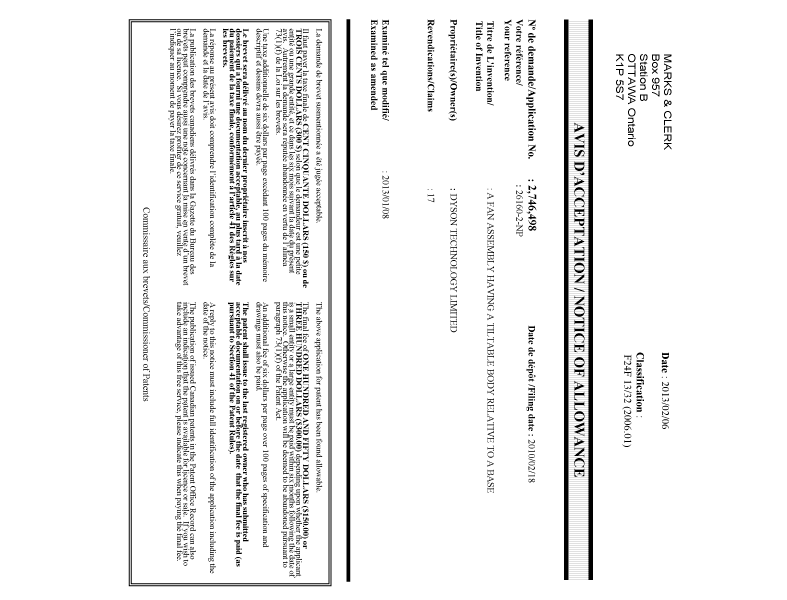 Document de brevet canadien 2746498. Correspondance 20121214. Image 1 de 1