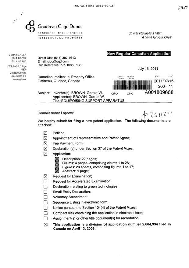 Document de brevet canadien 2746546. Cession 20110715. Image 1 de 6