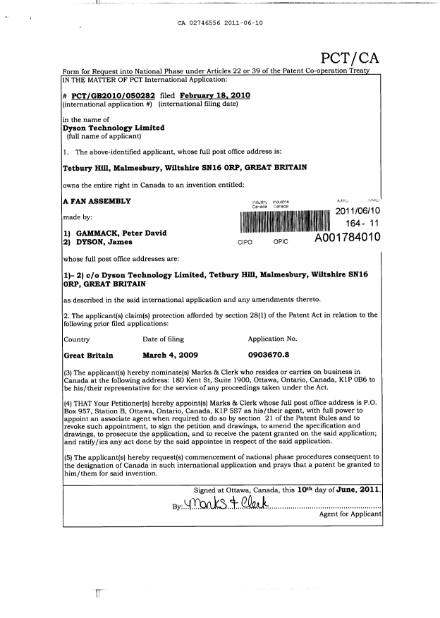 Document de brevet canadien 2746556. Cession 20110610. Image 2 de 2