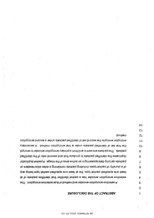 Document de brevet canadien 2746621. Abrégé 20101213. Image 1 de 1