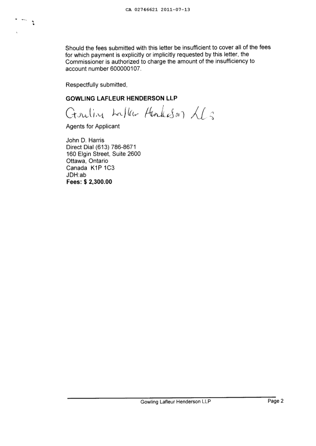 Document de brevet canadien 2746621. Poursuite-Amendment 20110713. Image 2 de 3