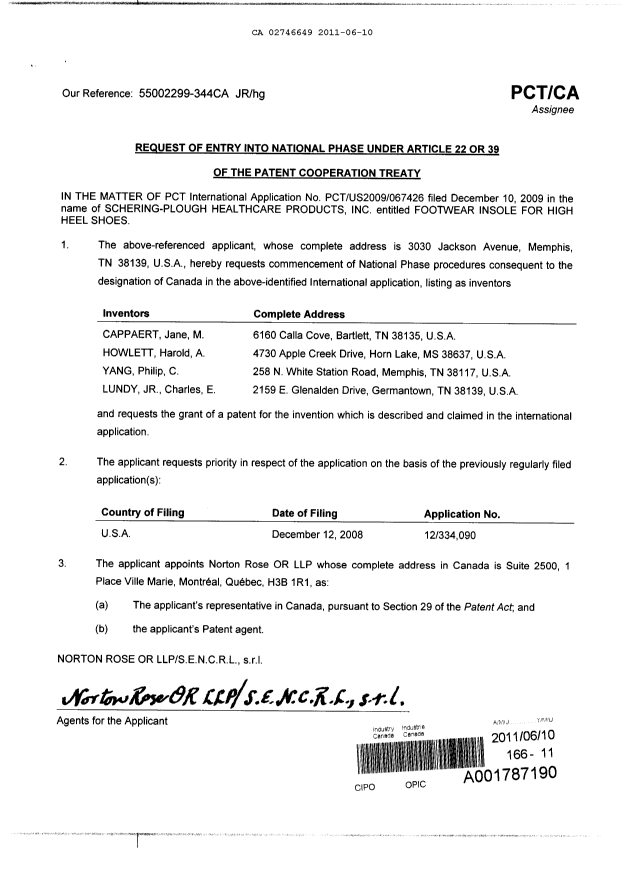 Document de brevet canadien 2746649. Cession 20110610. Image 4 de 5